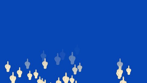 blue screen middle finger hand gesture animation footage,finger sticker,middle finger emojim,blue background