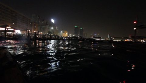Night View Of Dubai Creek, United Arab Emirates