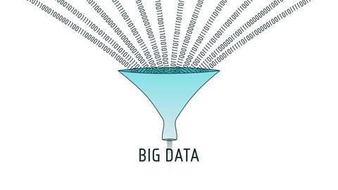 Big Data Funnel with Binary Number Processing Visualization Animation