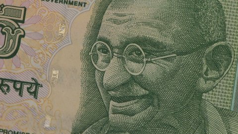 Indian paper money close up. Mahatma Gandhi portrait. Money background.