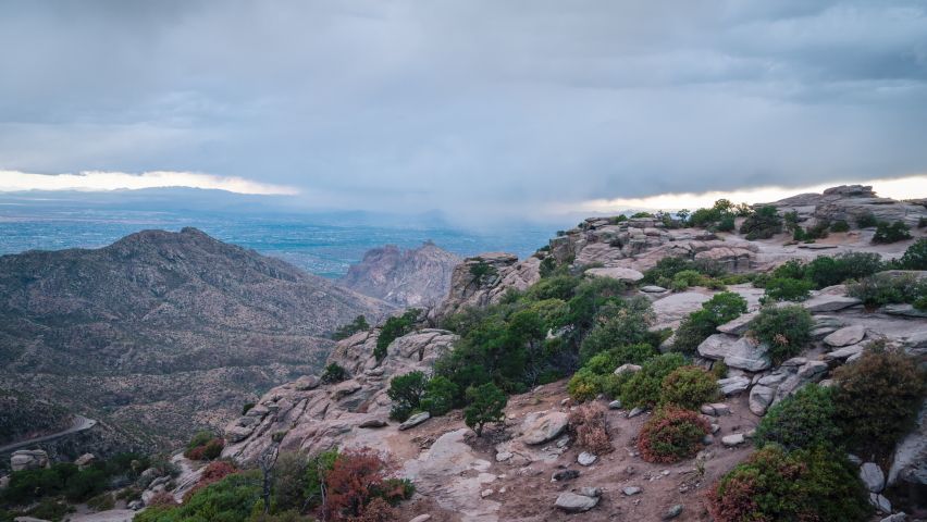 Storm clouds over Tucson Arizona, time-lapse from Mt. Lemmon windy point. 