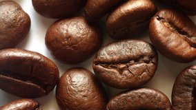 Professional Video 4k. Macro Coffee bean Close up shot. Raw ingredient food and drink concept.