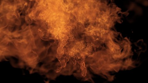 Dying Fire in Slowmotion, Real Fire and Flame Disapearing Slowly isolated on Black background 4k Video Element