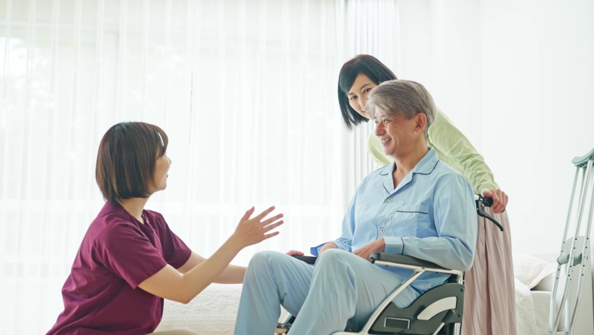Asian patient family and essential worker.