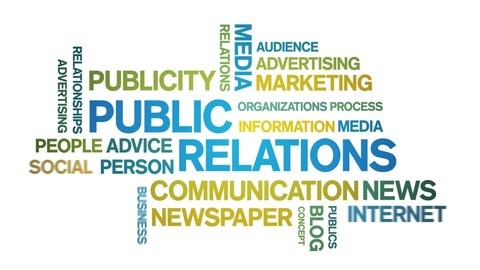 Public Relations Animated Tag Word Cloud,Text Design Animation typography seamless loop. 