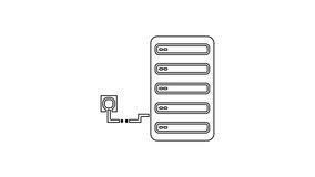 Black line Server icon isolated on white background. Adjusting app, service concept, setting options, maintenance, repair, fixing. 4K Video motion graphic animation. - Powered by Shutterstock - Get 15% off with code: PIKWIZARD15