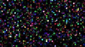 Black background covered with moving colorful confetti. High quality VJ Loop motion background and stage decorations for themed parties and raves.