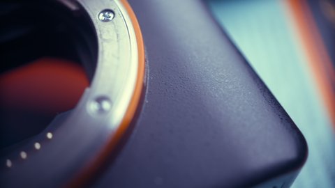 digital matrix of a camera with a working shutter shot close-up Stock Video