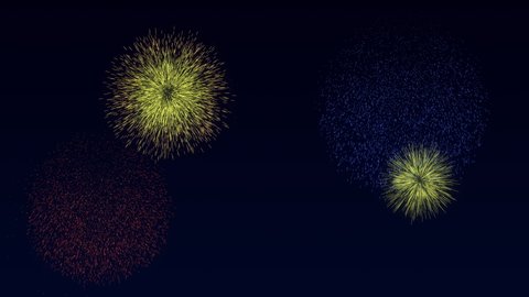 Animation of fireworks being launched in the night sky