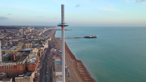 Brighton Coastline from the Air 4K. High quality video footage