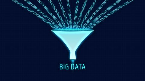 Futuristic Big Data Funnel with Binary Number Processing Visualization Animation
