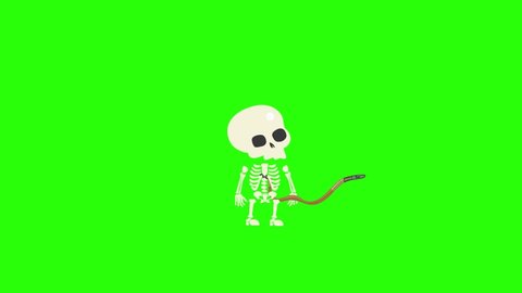 RPG Dungeon Archer Skeleton with bow shoots arrows Green Screen