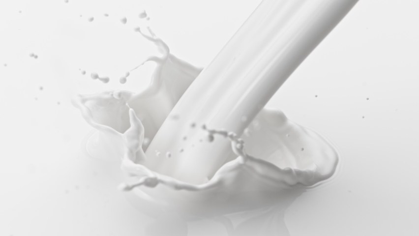 Super Slow Motion Shot of Pouring and Splashing Fresh Milk at 1000 fps. Royalty-Free Stock Footage #1072001191