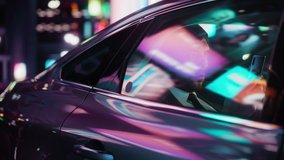 Handsome Businessman in a Suit Commuting from Office in a Backseat of His Car at Night. Entrepreneur Using Smartphone while in Transfer Taxi in Urban City Street with Working Neon Signs. - Powered by Shutterstock - Get 15% off with code: PIKWIZARD15