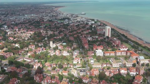 Aerial of the Cityscape of Eastbourne, United Kingdom