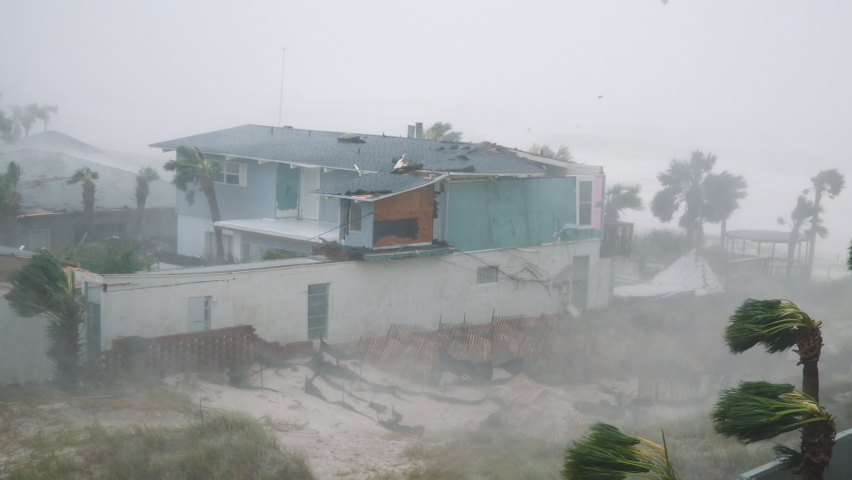 Hurricane Rips Roof off House | Shutterstock HD Video #1072027375