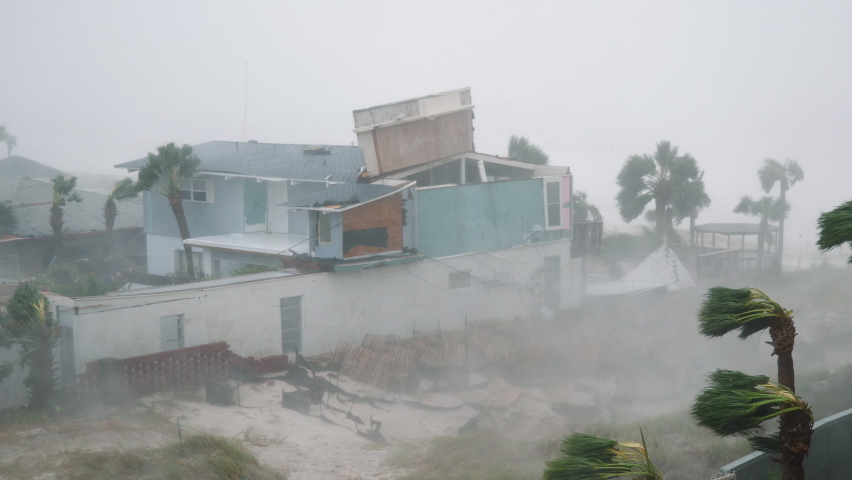 Hurricane Rips Roof off House Royalty-Free Stock Footage #1072027375