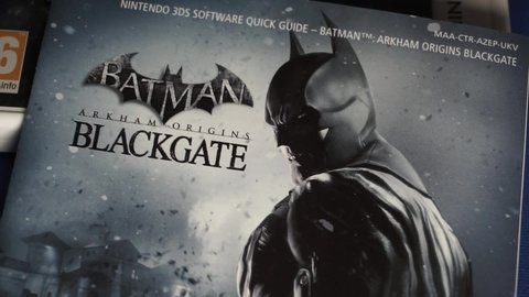 Rome, Italy - May 04, 2021, Batman Arkham Origins Blackgate by Warner Bros, Interactive 3DS, brings the Nintendo 3DS combination of exploration, combat and investigation for the first time.