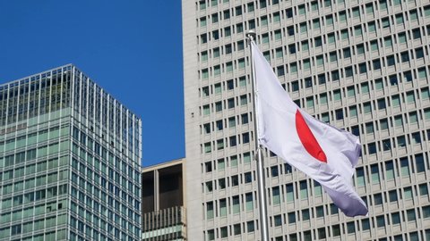 Japan Flag Background Modern Highrise Building Stock Footage Video (100 ...
