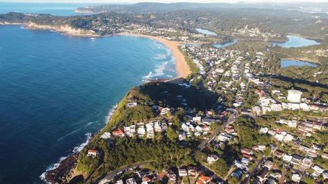 Drone aerial shot of North Avoca beach suburbs on Central Coast Tourism Central Coast NSW Australia 3840x2160 4K