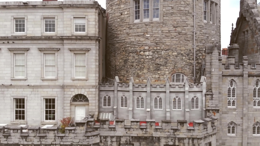 Overview over Record Tower of Dublin castle in Ireland - Aerial