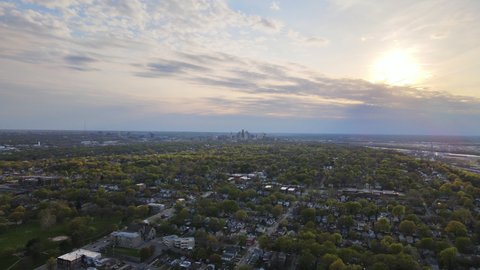 Aerial video of Kansas City in Missouri.