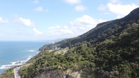 Drone video of the famous Seacliff Bridge located in CoalCliff area of the New South Wales, Australia