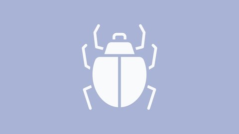 White Mite icon isolated on purple background. 4K Video motion graphic animation.