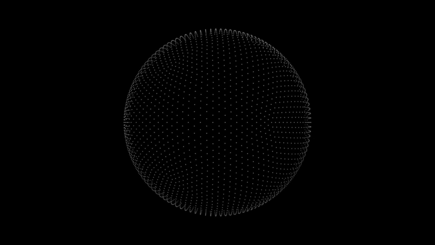 Rotating Dots Sphere seamless loop animated black white mask 3D rendering