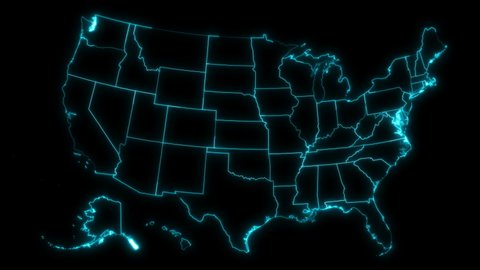 Animated Outline Map of United States of America with States