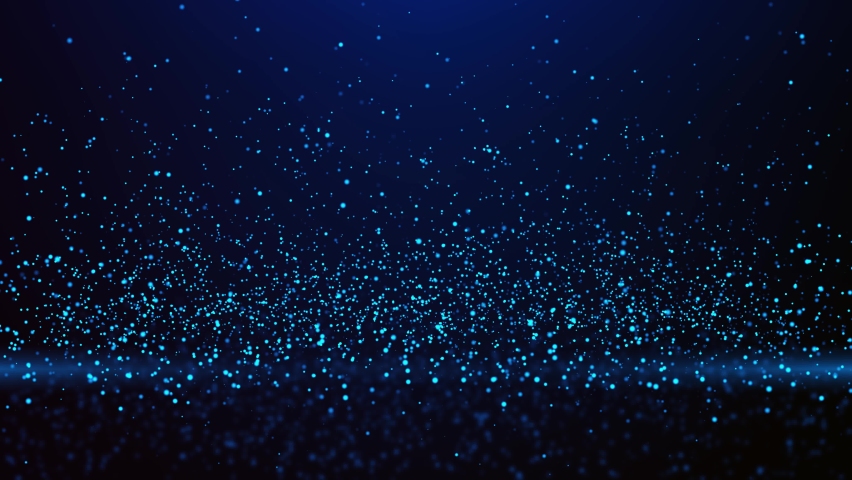 Abstract 4K Blue shining glitter particles 4K 3D Loop Animation New Motion Background. Light flare For event, festival, presentation, music, show, party, Award, fashion, Music, festival, club, stage.