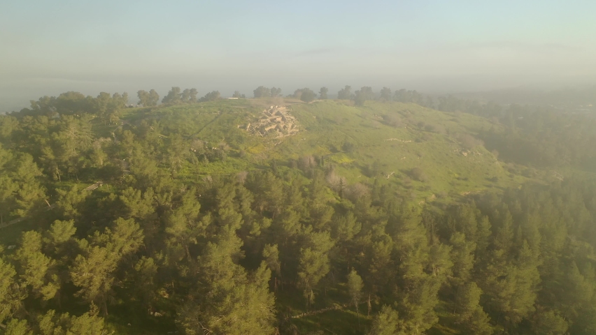 Aerial footage of Tel Azekah, mentioned in the Book of Samuel (1:17) as the place from which giant Philistine Goliath battled young David.