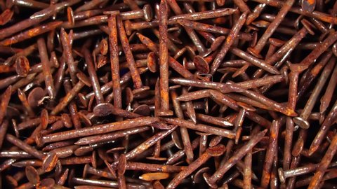 Rusty nail,Many rusted nail, Group of Iron rust, Metal surface becomes brown from deterioration.