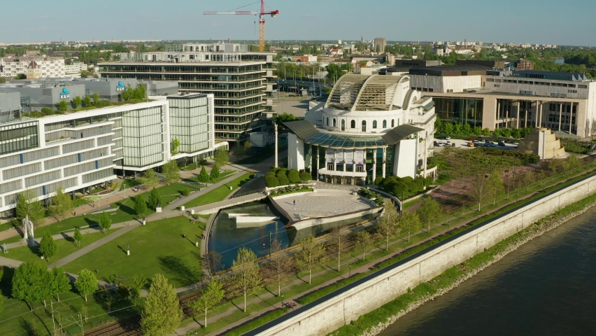 Aerial view of National Theatre of Hungary in Budapest.