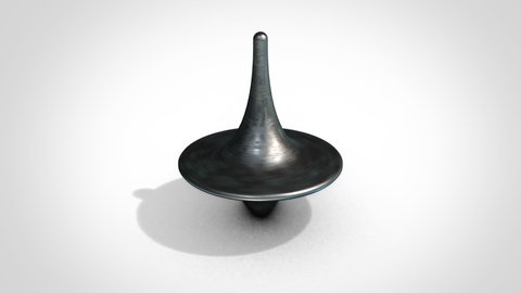 Spinning top - rotation loop - 3d animation model on a white background