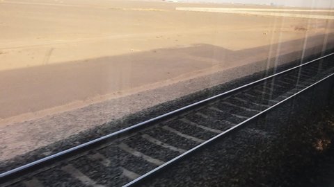 traveling by train in desert
