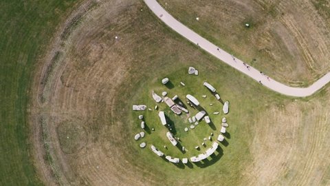 Rotating top down drone shot of Stonehenge UK