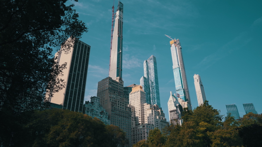 looking up to the skyline from madison square garden new york city panorama 4k