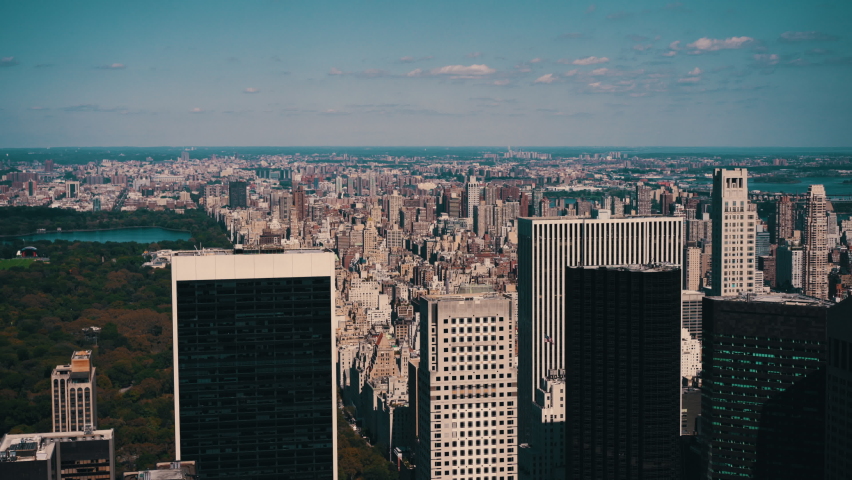 madison square garden new york city manhattan skyline pan 4k