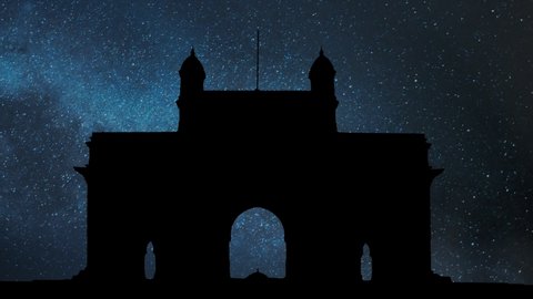 The Gateway of India by Night: Time Lapse with Stars and Milky Way in Background