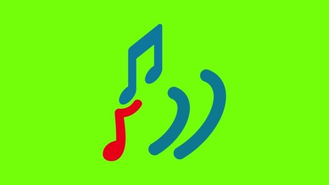 Musical symbol icon animation cartoon best object on green screen background