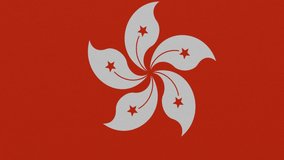 Flag of HongKong. Close-up of a flying flag moved by the wind. High resolution video of realistic fabric. 3D