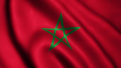 Video of the flag flying from the country of Morocco with a widescreen ratio (16:9). 4K UHD Animation