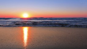 Sunrise over ocean and exotic tropical island beach