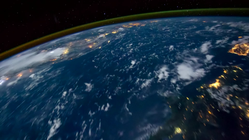 Space view Earth planet Night scene from International Space Station. Time lapse Royalty-Free Stock Footage #1072167191