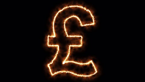 Pound Currency Sign Burning On Fire 