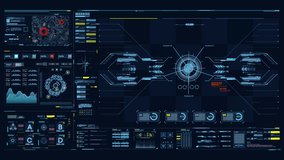 Advance HUD control center. Graphic Dashboard Head-up display and Futuristic User Interface GUI, UI. FUI. Virtual reality game screen interface template, mockup. Spyware app for tracking GPS.  - Powered by Shutterstock - Get 15% off with code: PIKWIZARD15