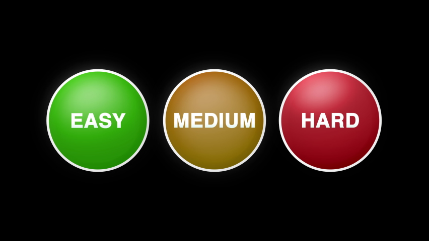 Easy Medium and Hard Text Button Click Animation on Black Background and Green Screen | Shutterstock HD Video #1072191557
