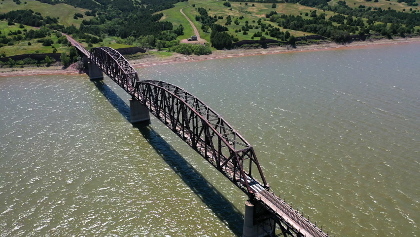 Aerial views over the Missouri River in South Dakota