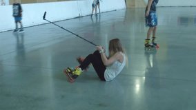 Roller Skater Girl Make Selfie on Skatepark Using Action Camera